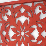 24" X 24" X 1" Red Vintage Floral - Wall Plaque - Homeroots - Flyclothing LLC