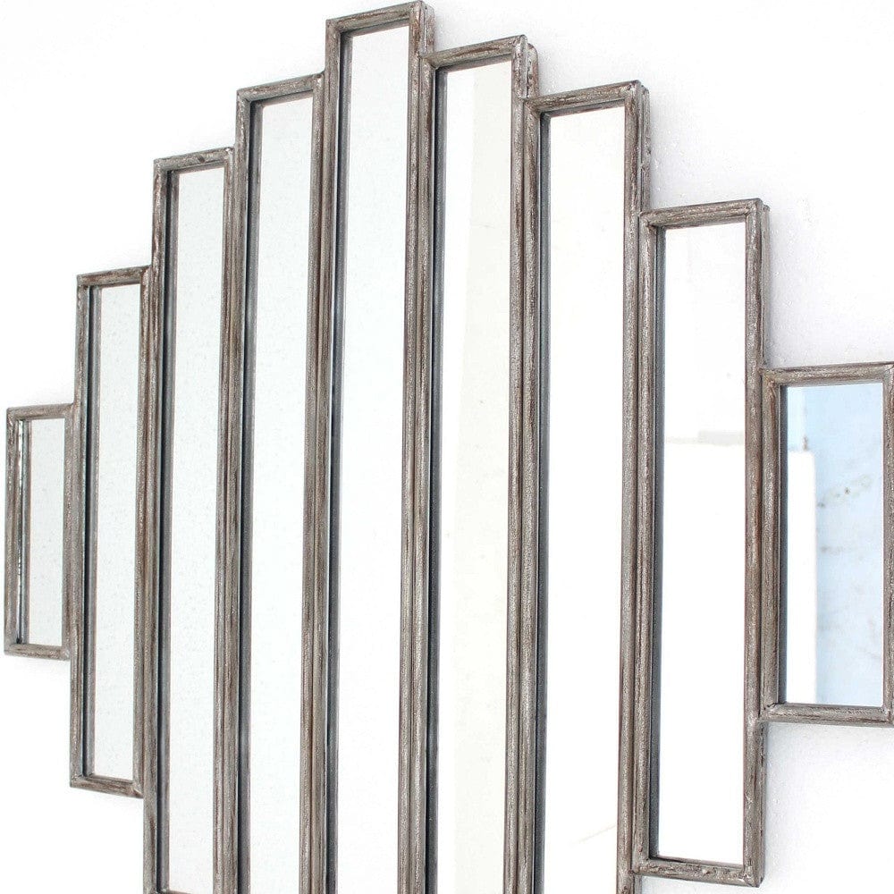 36" X 36" X 2" Silver Rustic Multi Mirrored Wall Sculpture - Homeroots