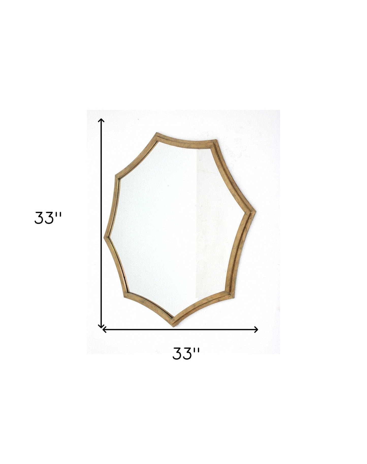 33" Gold Octagon Metal Framed Accent Mirror - Homeroots - Flyclothing LLC