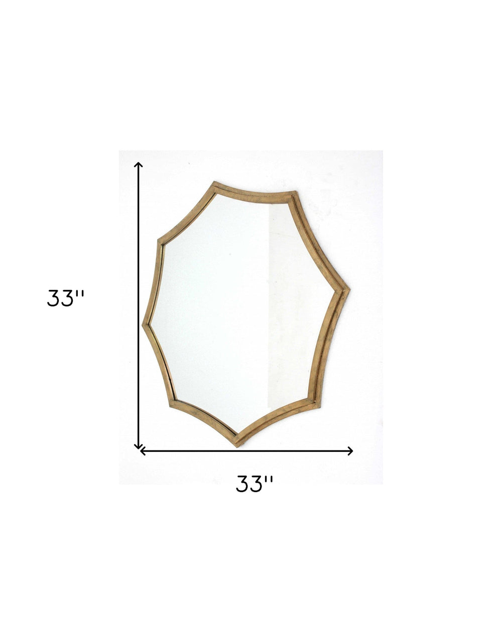 33" Gold Octagon Metal Framed Accent Mirror - Homeroots - Flyclothing LLC