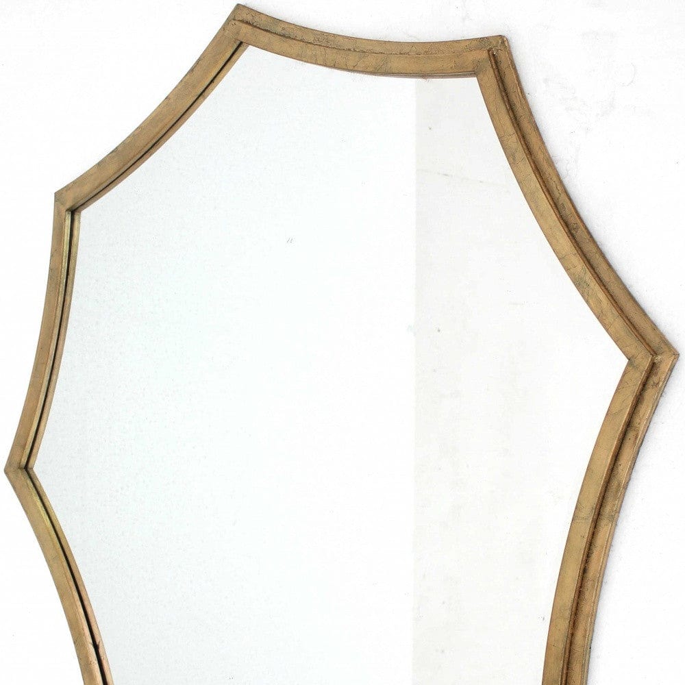33" Gold Octagon Metal Framed Accent Mirror - Homeroots - Flyclothing LLC