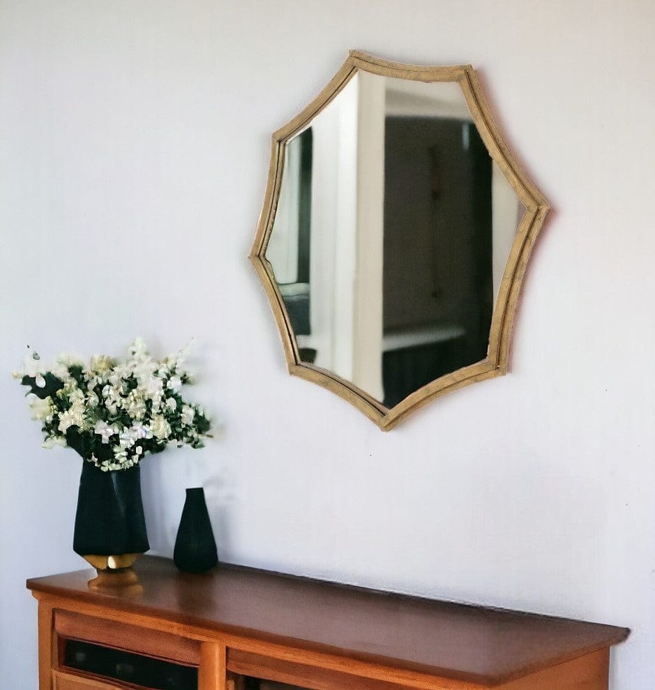 33" Gold Octagon Metal Framed Accent Mirror - Homeroots - Flyclothing LLC