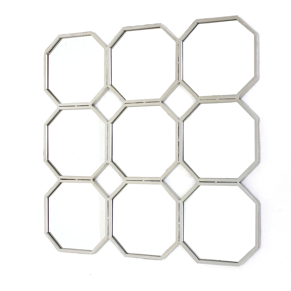 30" X 30" X 1" Silver Mirrored Metal - Wall Sculpture - Homeroots