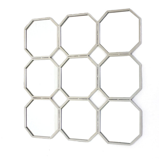 30" X 30" X 1" Silver Mirrored Metal - Wall Sculpture - Homeroots