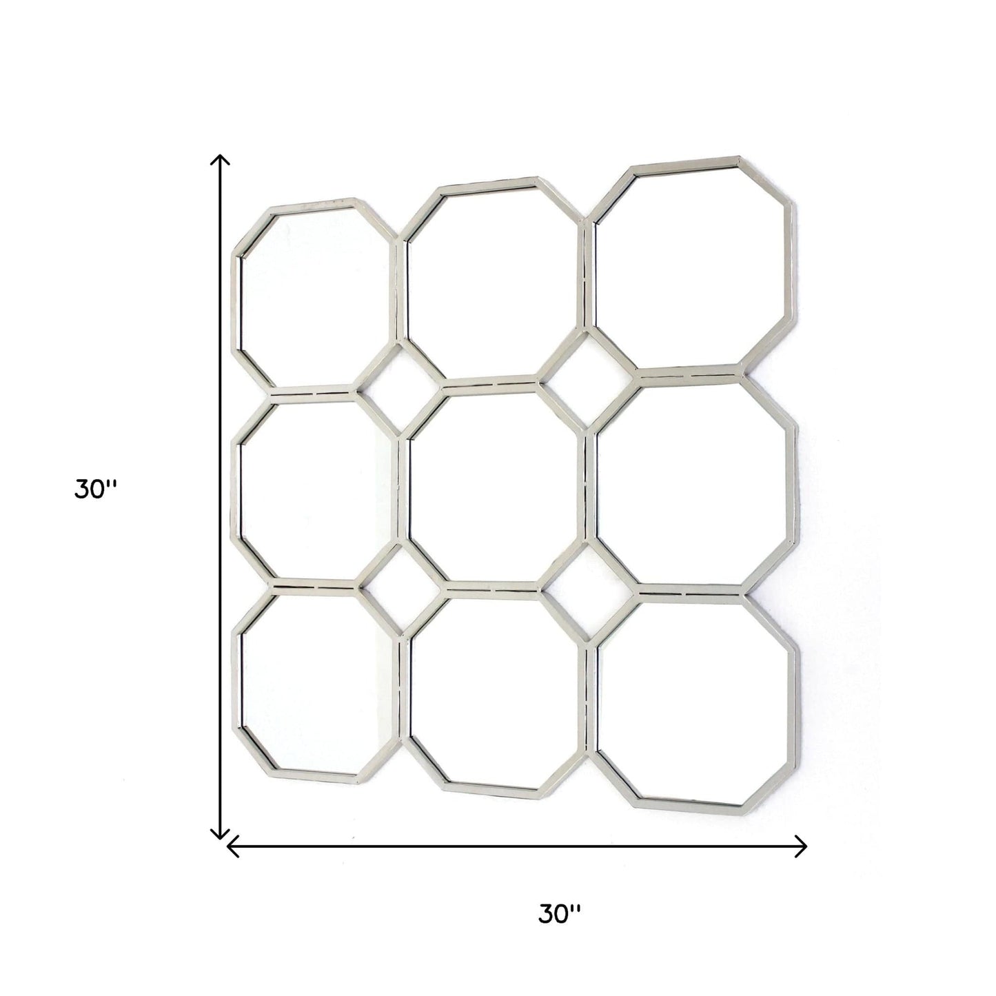 30" X 30" X 1" Silver Mirrored Metal - Wall Sculpture - Homeroots - Flyclothing LLC