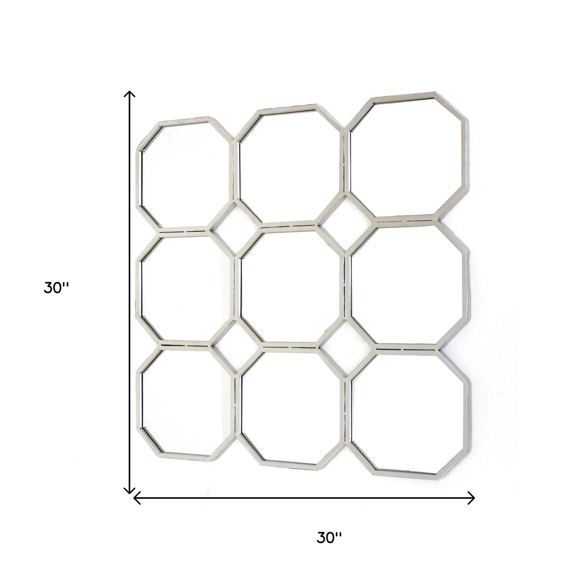 30" X 30" X 1" Silver Mirrored Metal - Wall Sculpture - Homeroots - Flyclothing LLC