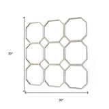 30" X 30" X 1" Silver Mirrored Metal - Wall Sculpture - Homeroots