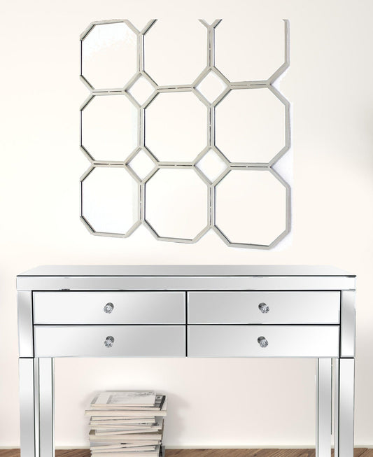 30" X 30" X 1" Silver Mirrored Metal - Wall Sculpture - Homeroots
