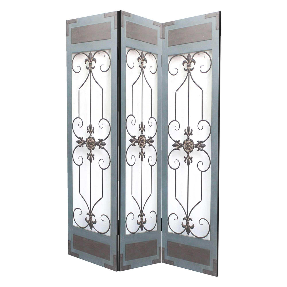 60 X 72 Blue Wood Metal Screen - Homeroots - Flyclothing LLC