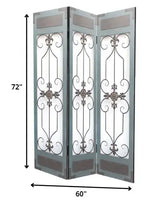 60 X 72 Blue Wood Metal Screen - Homeroots - Flyclothing LLC