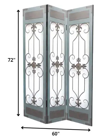 60 X 72 Blue Wood Metal Screen - Homeroots - Flyclothing LLC