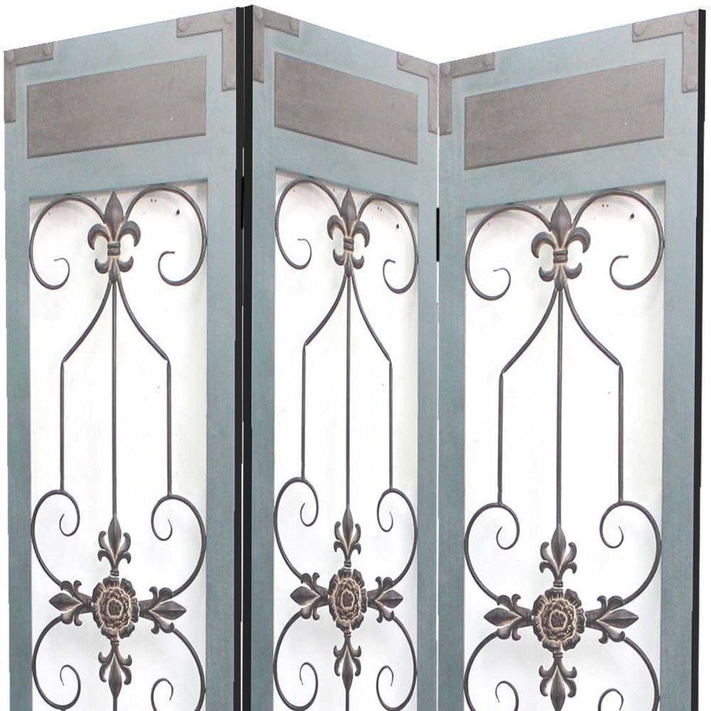 60 X 72 Blue Wood Metal Screen - Homeroots - Flyclothing LLC