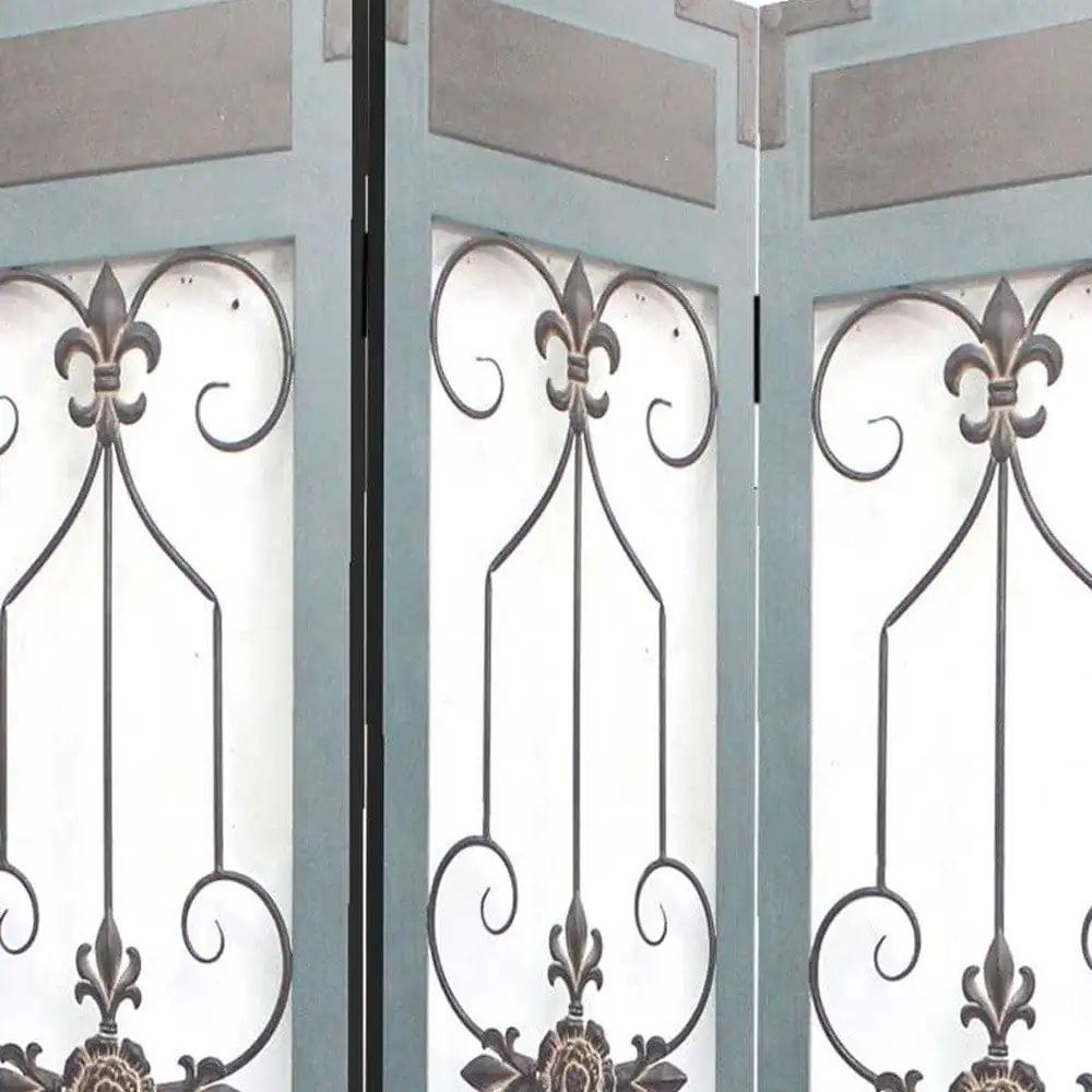 60 X 72 Blue Wood Metal Screen - Homeroots - Flyclothing LLC