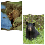 48" X 72" Multi Color Wood Canvas Bear Screen - Homeroots - Flyclothing LLC
