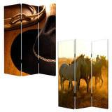 48" X 72" Multi Color Wood Canvas Round Up  Screen - Homeroots