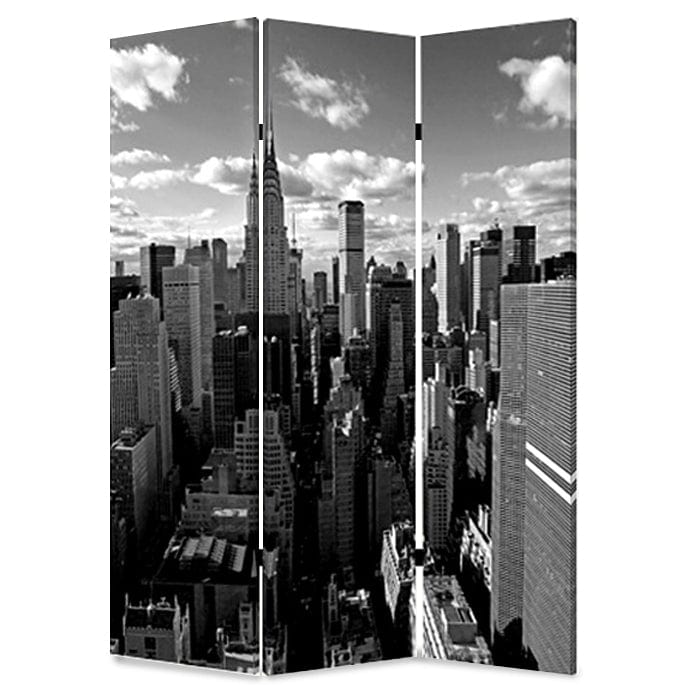 48" X 72" Multi Color Wood Canvas New York Skyline Screen - Homeroots - Flyclothing LLC