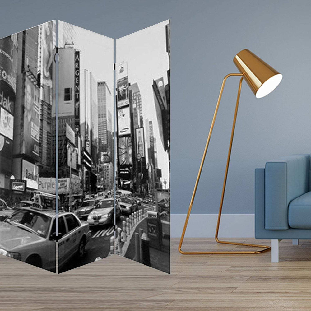 48 X 72 Multi Color Wood Canvas New York City Screen - Homeroots - Flyclothing LLC
