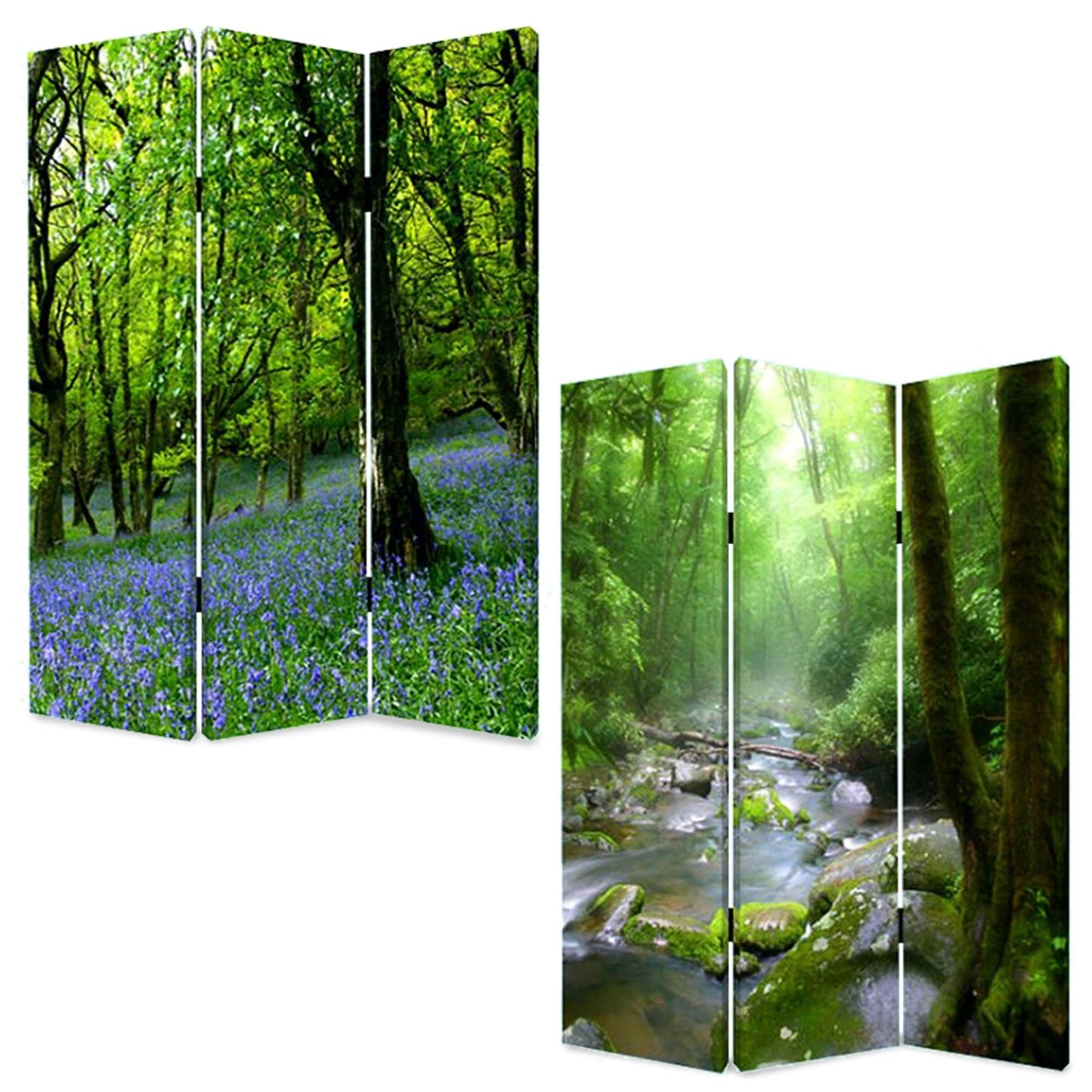 72" Green CanvasFolding Three Panel Screen Room Divider - Homeroots - Flyclothing LLC