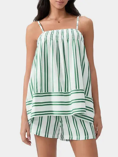 Smocked Square Neck Cami and Shorts Set - Trendsi - Flyclothing LLC