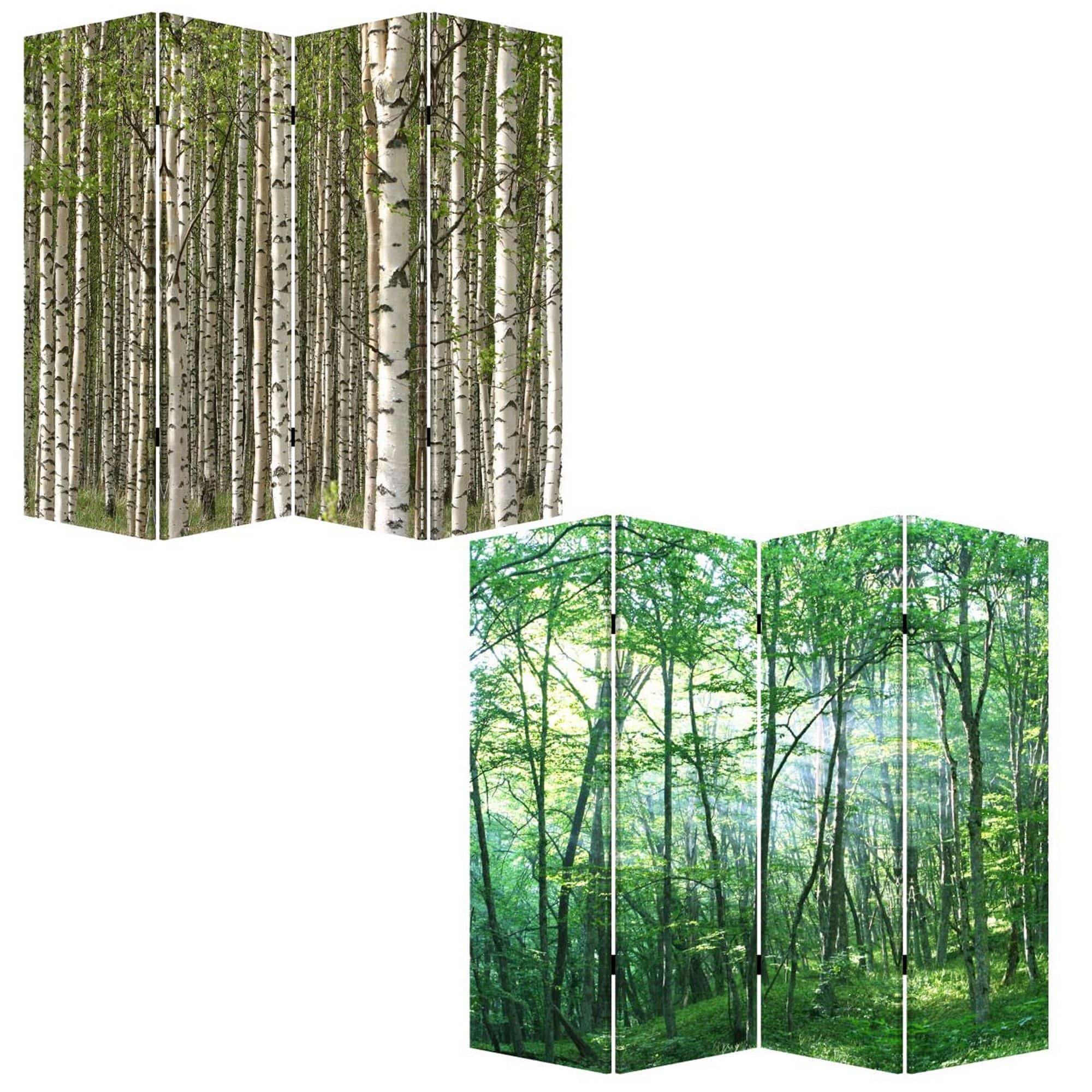 84" X 84" Multi Color Wood Canvas Prolific Forrest Screen - Homeroots - Flyclothing LLC