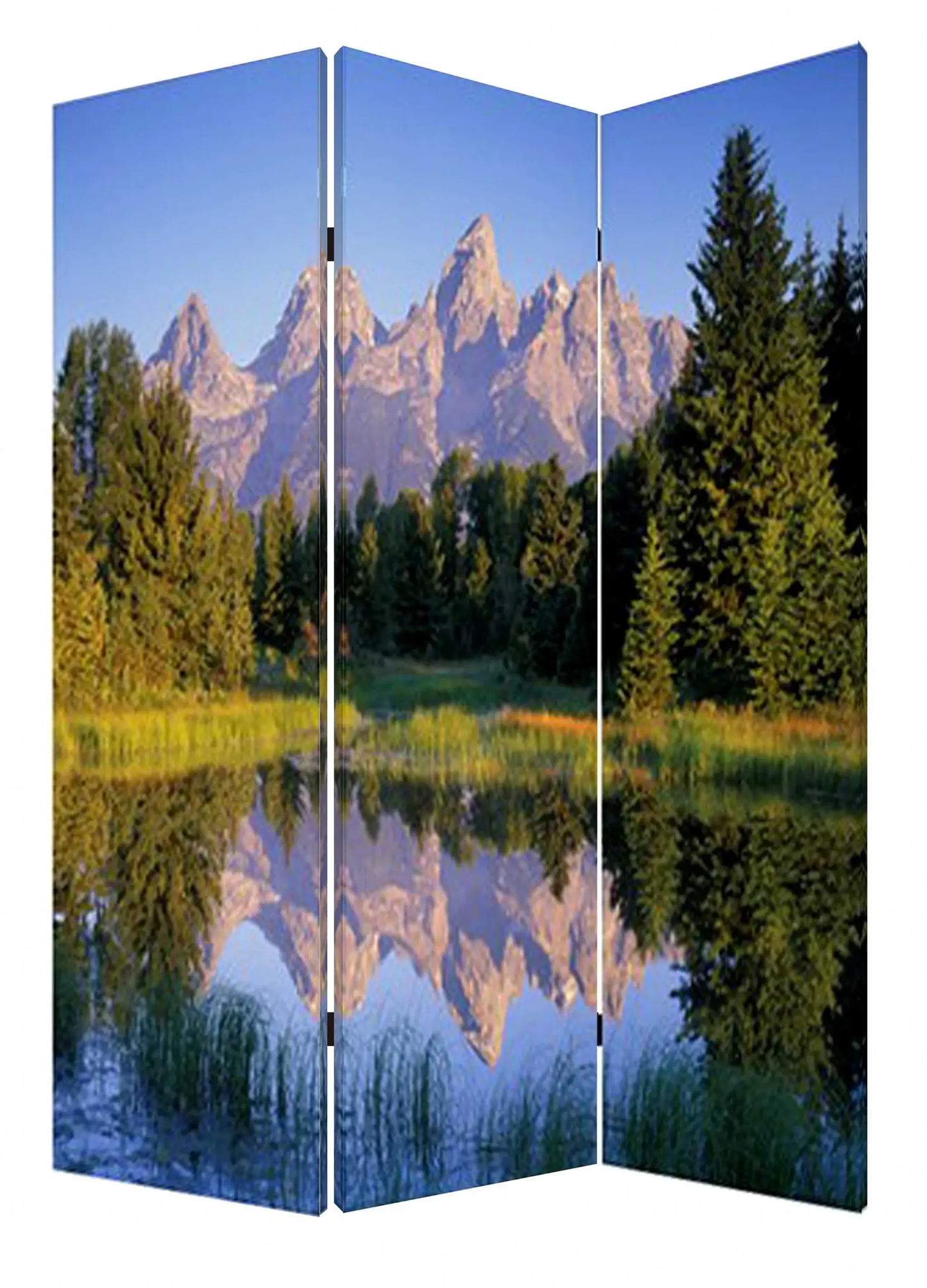48 X 72 Multi Color Wood Canvas Mountain Peaks Screen - Homeroots - Flyclothing LLC