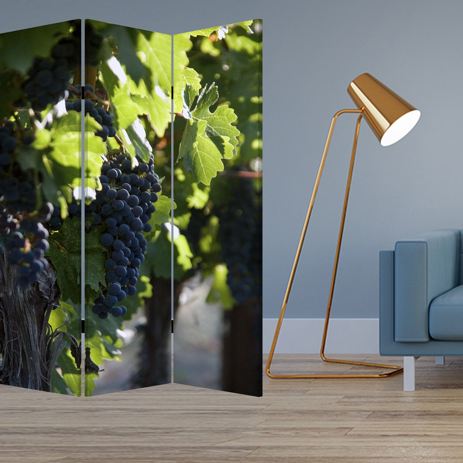 48" X 72" Multi Color Wood Canvas Wine Country Screen - Homeroots - Flyclothing LLC