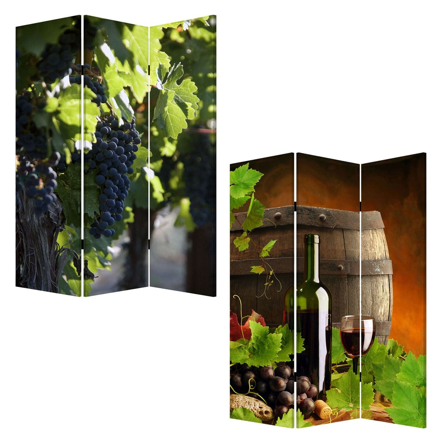 48" X 72" Multi Color Wood Canvas Wine Country Screen - Homeroots - Flyclothing LLC