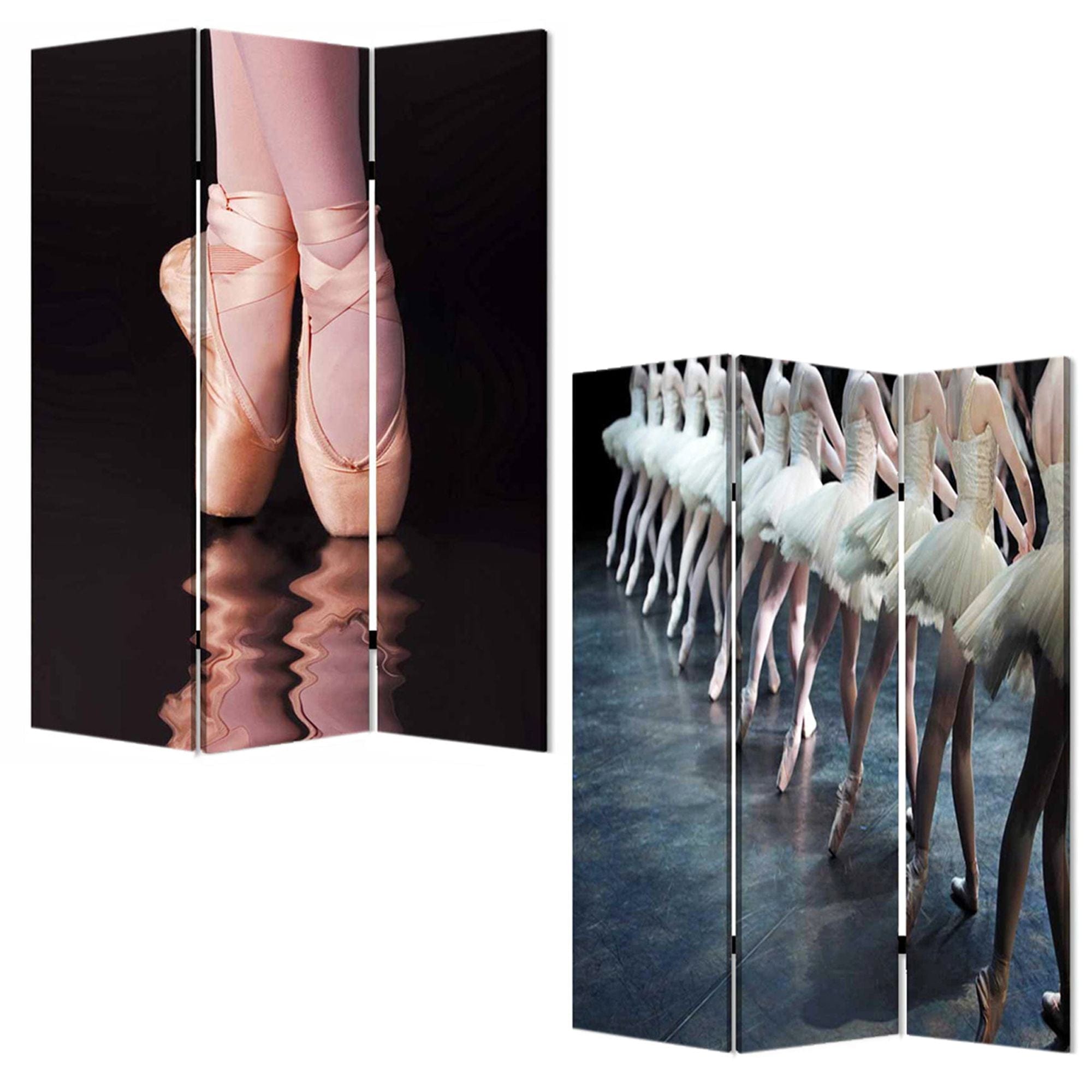 48" X 72" Multi Color Wood Canvas Ballet  Screen - Homeroots