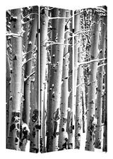 48" X 72" Gray And White Wood Canvas Birch Screen - Homeroots - Flyclothing LLC