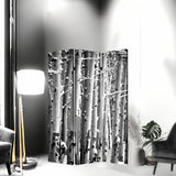 48" X 72" Gray And White Wood Canvas Birch Screen - Homeroots - Flyclothing LLC