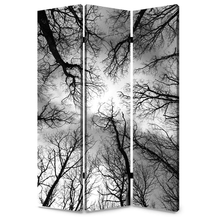 48" X 72" Multi Color Wood Canvas Forest  Screen - Homeroots