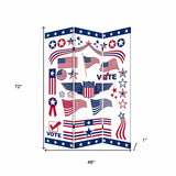 72" Blue and White Canvas Folding Three Panel Screen Room Divider - Homeroots - Flyclothing LLC