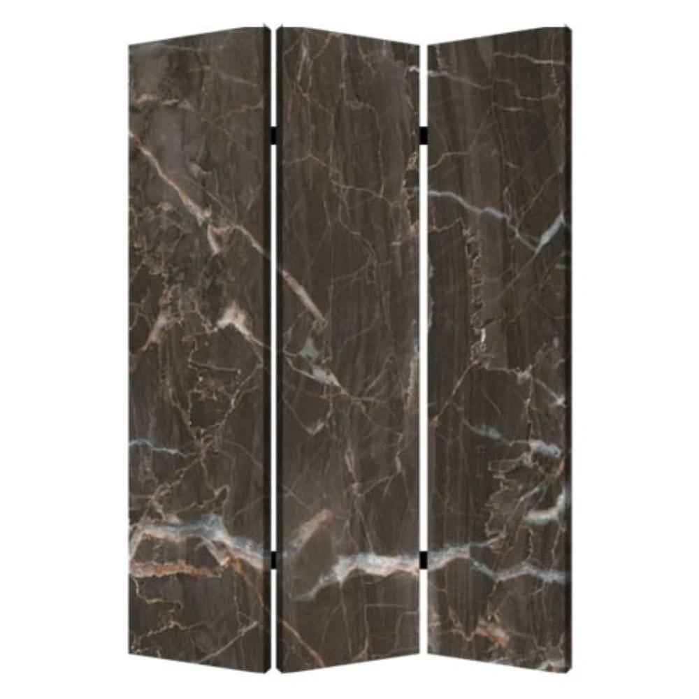 48" X 72" Multi Color Wood Canvas Black Marble Screen - Homeroots - Flyclothing LLC