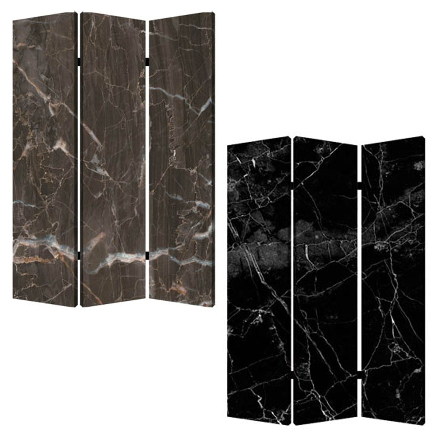 48" X 72" Multi Color Wood Canvas Black Marble Screen - Homeroots - Flyclothing LLC