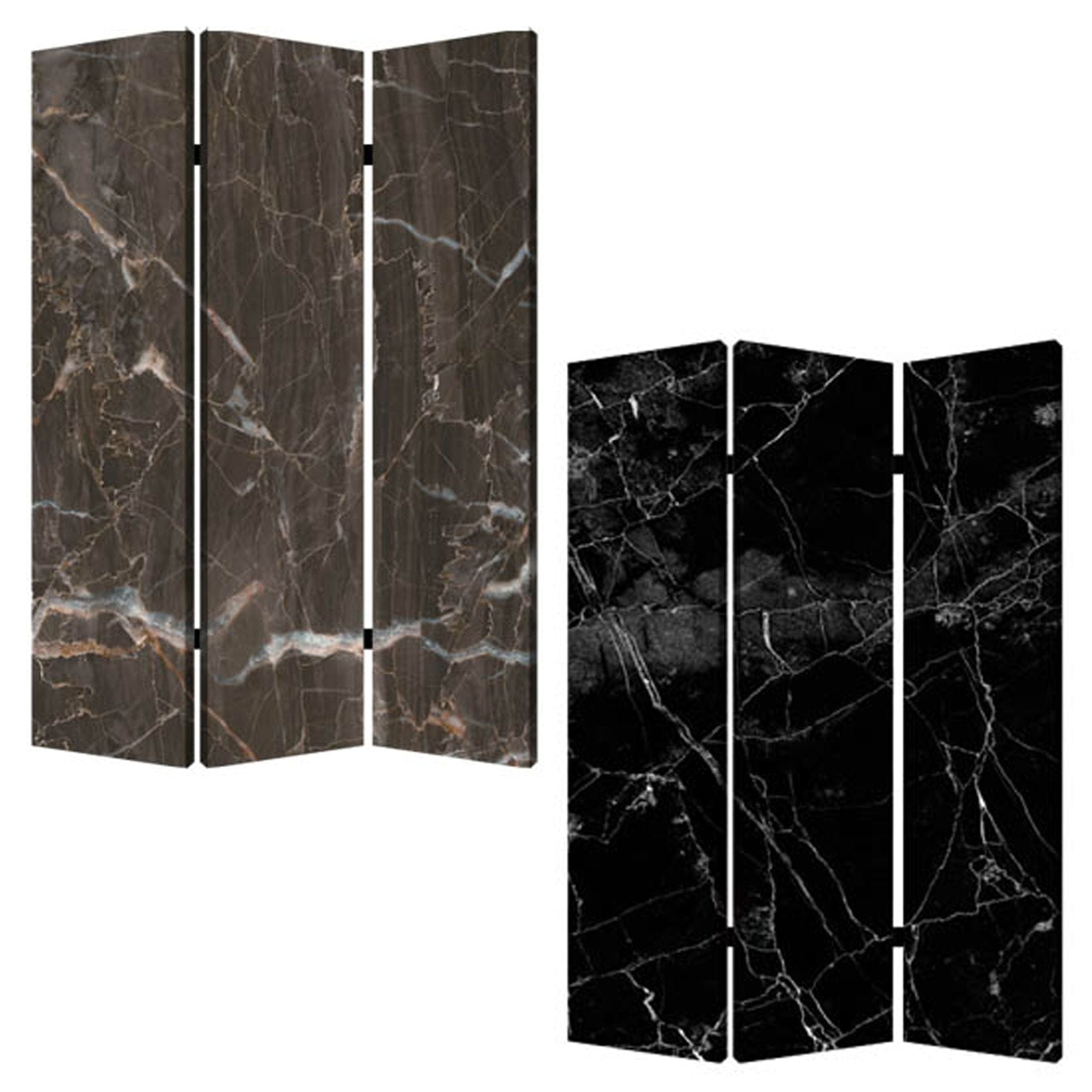 48" X 72" Multi Color Wood Canvas Black Marble Screen - Homeroots - Flyclothing LLC