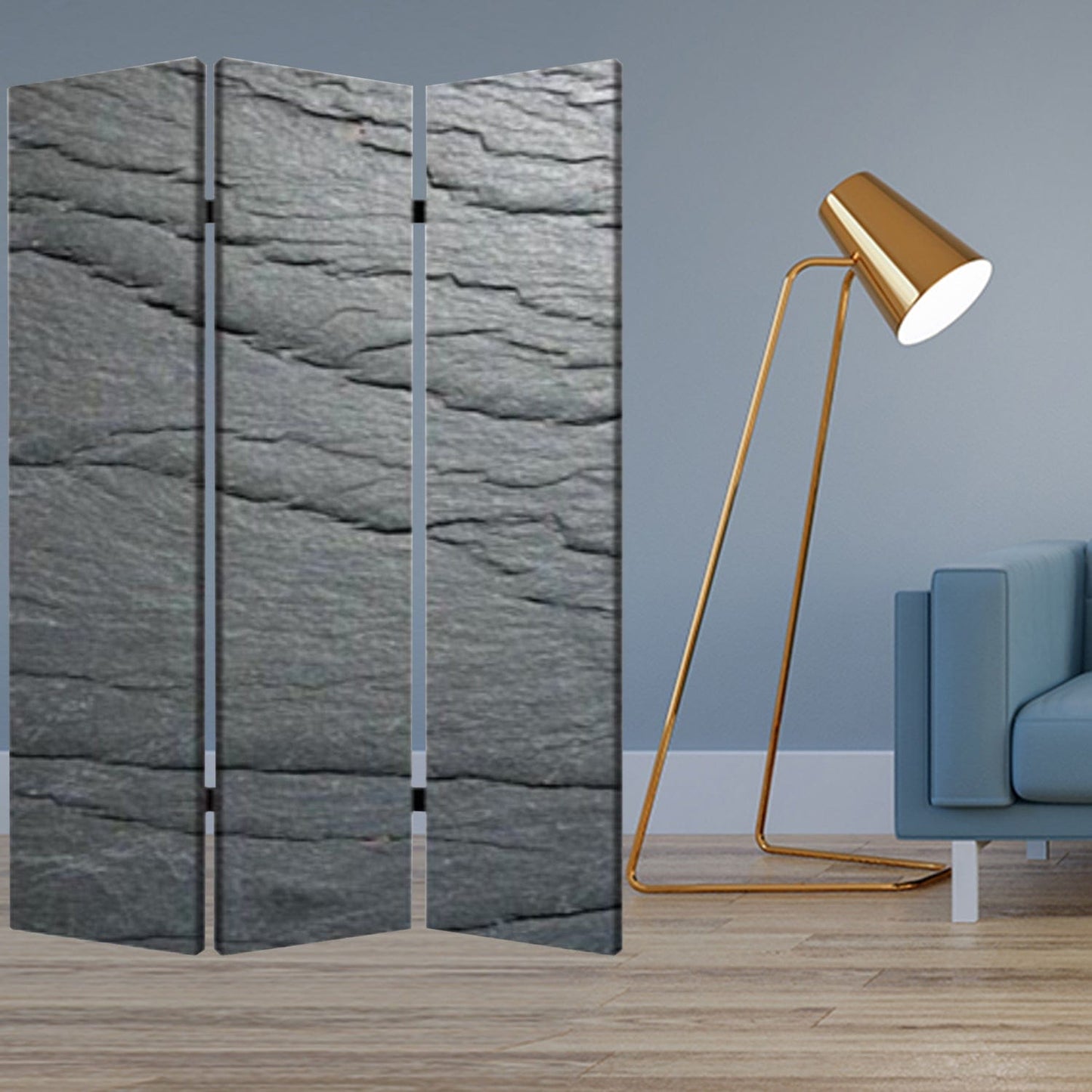 48" X 72" Multi Color Wood Canvas Black Slate Screen - Homeroots - Flyclothing LLC