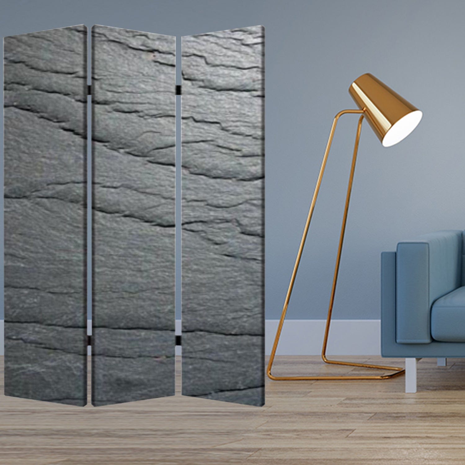 48" X 72" Multi Color Wood Canvas Black Slate Screen - Homeroots - Flyclothing LLC