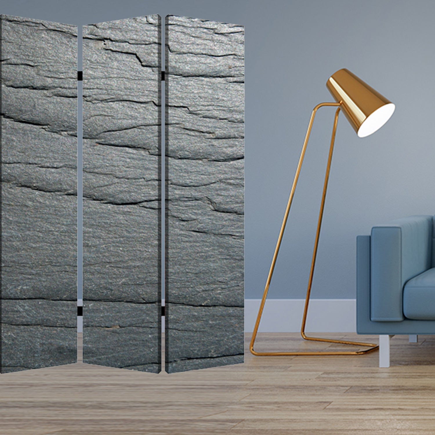 84" X 84" Multi Color Wood Canvas Black Slate Screen - Homeroots - Flyclothing LLC