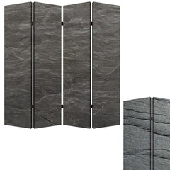 84" X 84" Multi Color Wood Canvas Black Slate  Screen - Homeroots