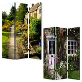 48" X 72" Multi Color Wood Canvas English Garden Screen - Homeroots - Flyclothing LLC