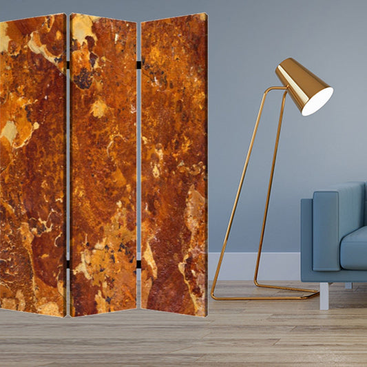 48" X 72" Multi Color Wood Canvas Brown Marble  Screen - Homeroots
