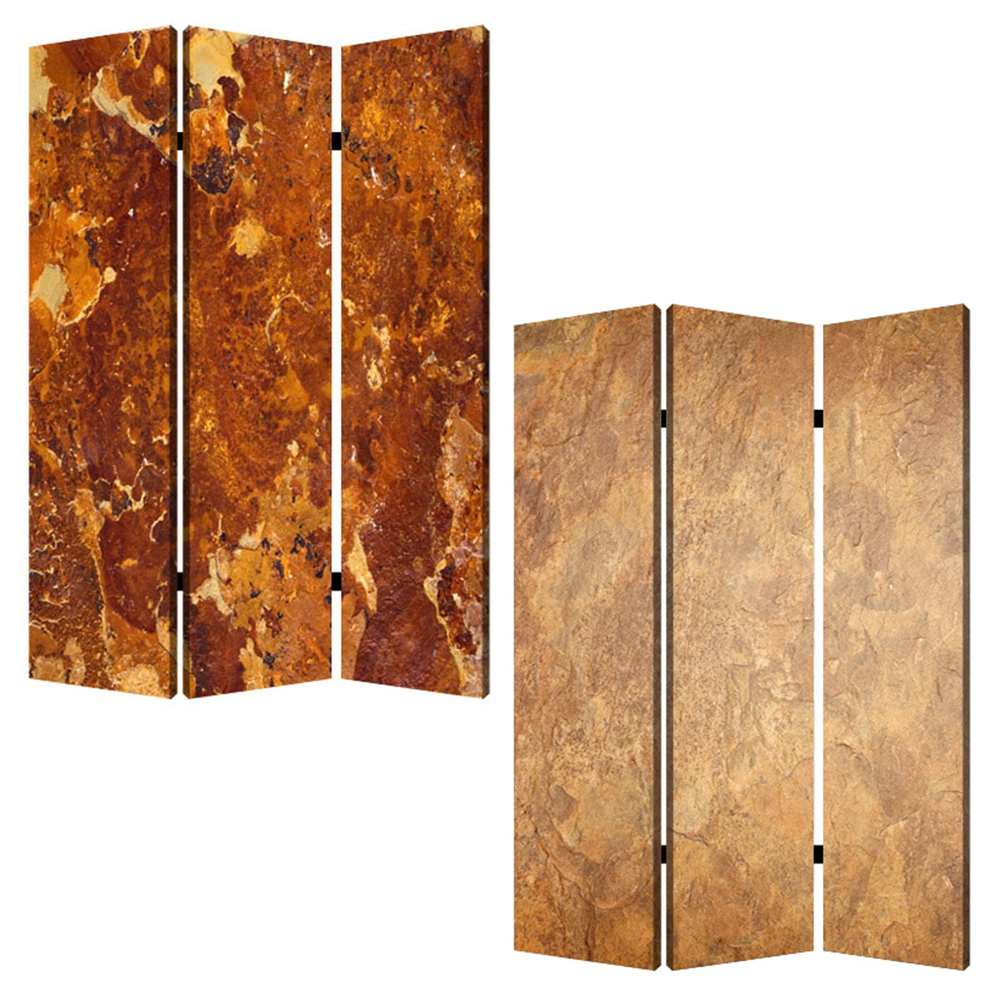 48" X 72" Multi Color Wood Canvas Brown Marble  Screen - Homeroots