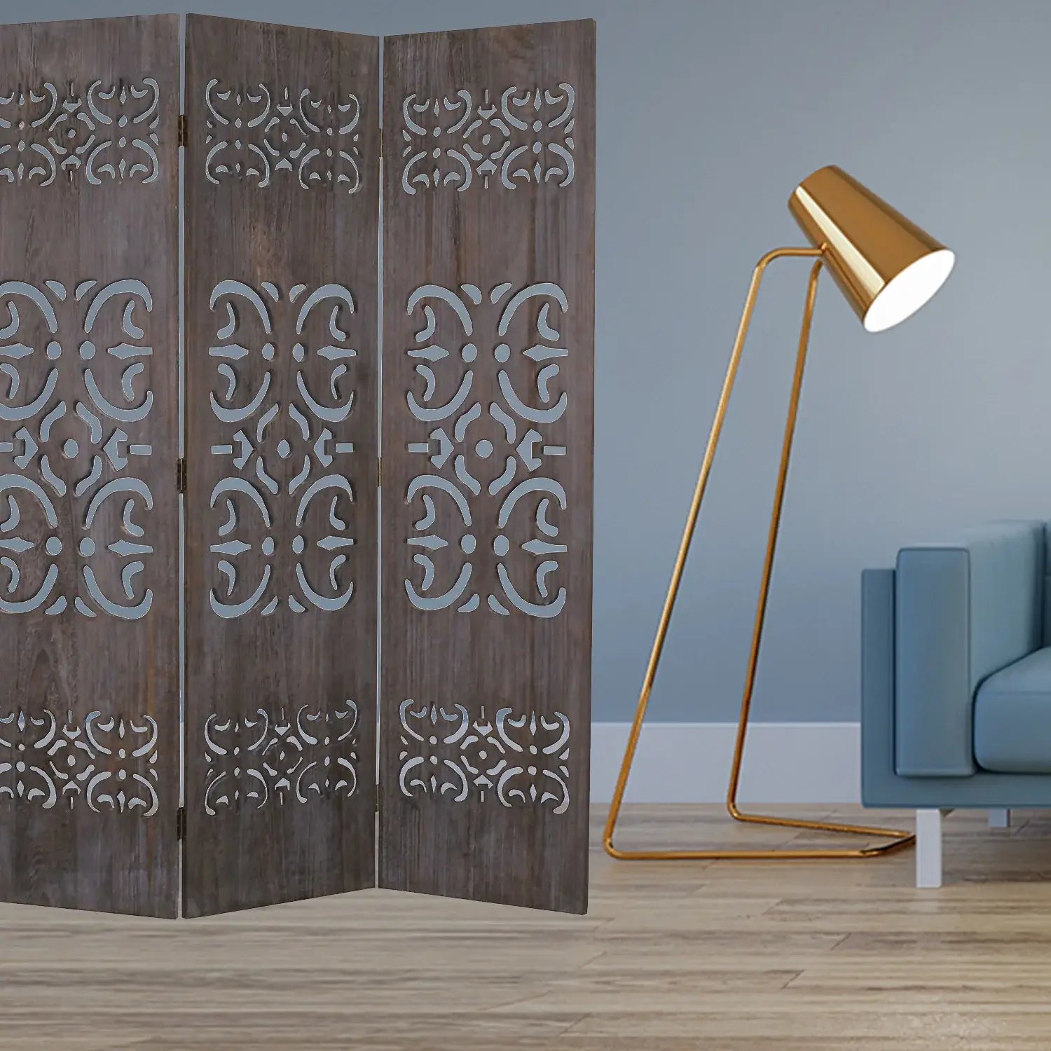 52 X 67 Brown 3 Panel Wood Screen - Homeroots - Flyclothing LLC