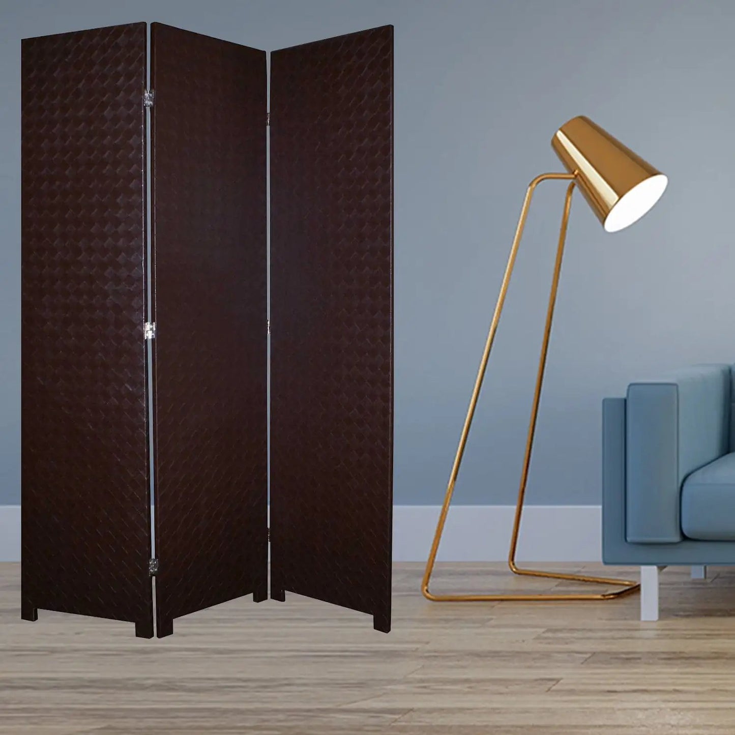 52 X 71 Brown Criss Cross Faux Leather Screen - Homeroots - Flyclothing LLC