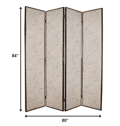 80 X 84 Beige Wood & Fabric Screen - Homeroots - Flyclothing LLC