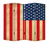 84" X 84" Blue And Red Wood Canvas American Flag Screen - Homeroots - Flyclothing LLC