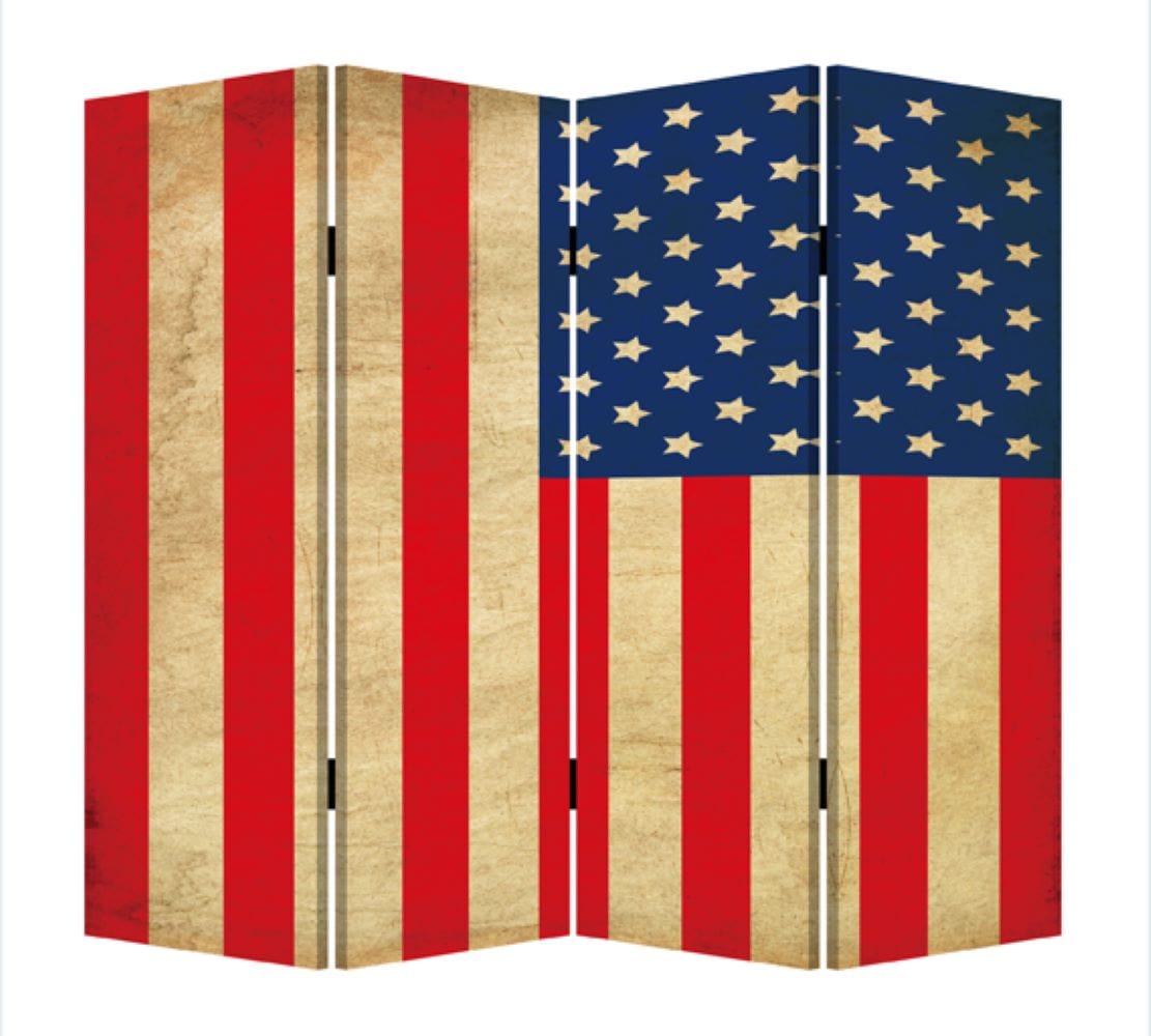 84" X 84" Blue And Red Wood Canvas American Flag Screen - Homeroots - Flyclothing LLC