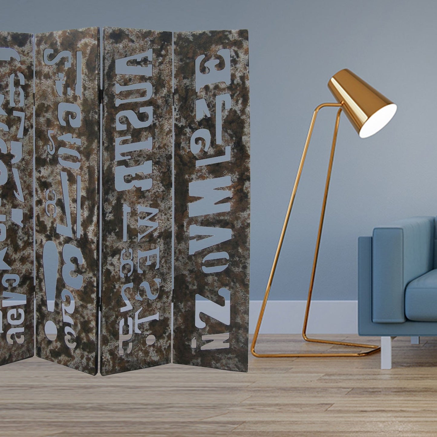 60" X 71" Brown Distressed Wooden Screen - Homeroots - Flyclothing LLC