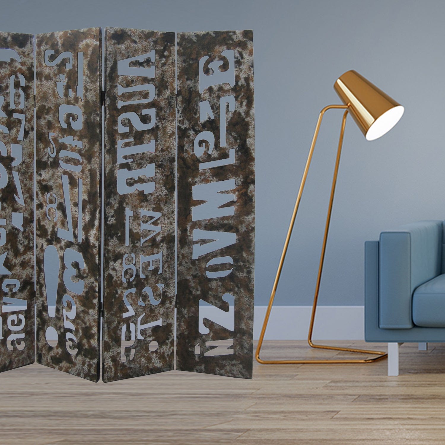 60" X 71" Brown Distressed Wooden Screen - Homeroots - Flyclothing LLC
