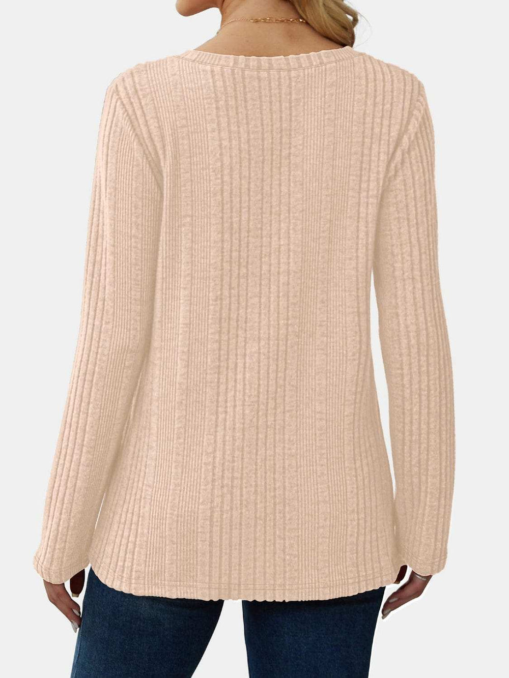 V-Neck Long Sleeve T-Shirt - Trendsi - Flyclothing LLC